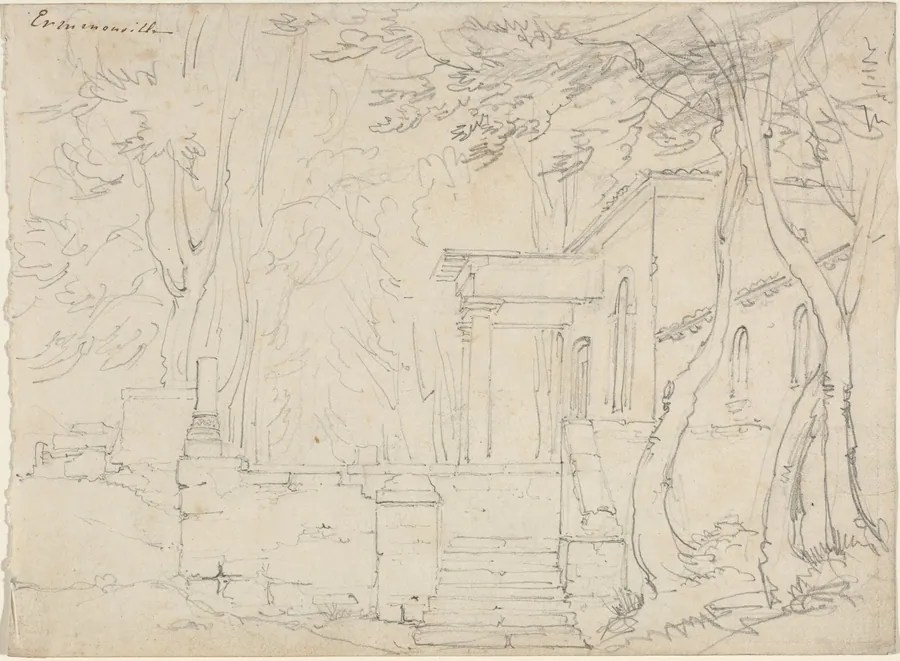 House with a Portico at Ermenonville by François-Édouard Bertin