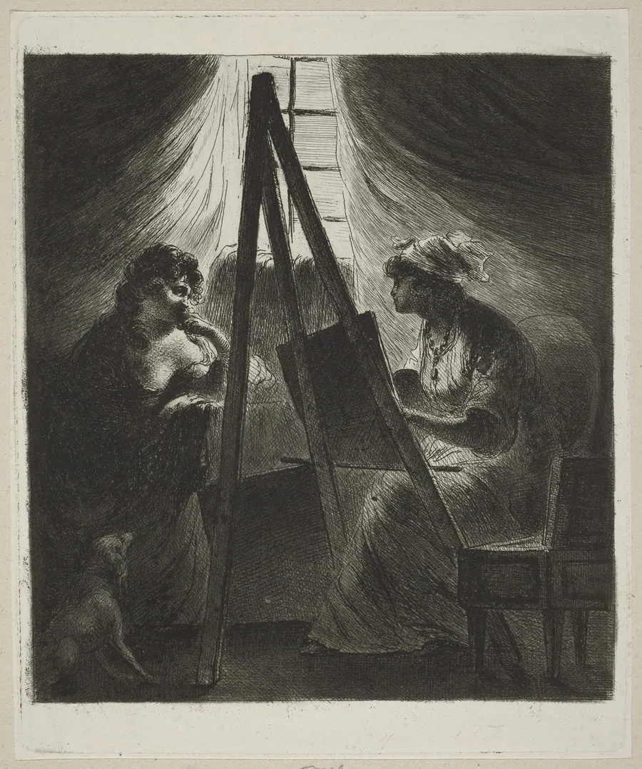 Woman Painter at Easel by Vivant Denon