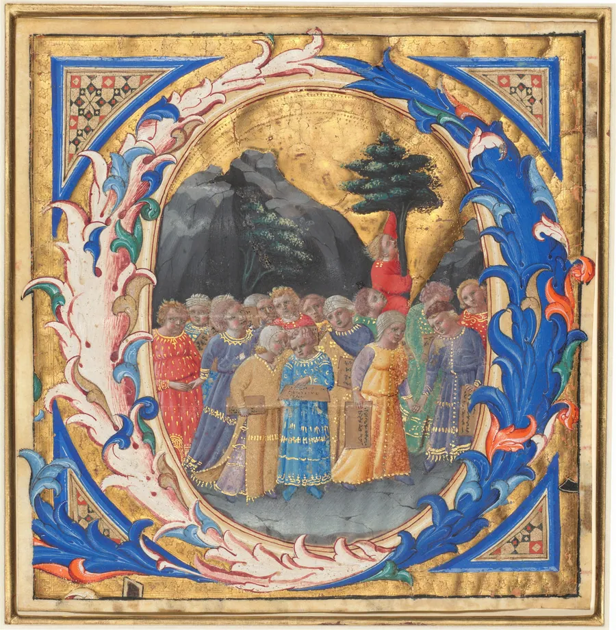 Initial Q with a Procession of Children by Zanobi Strozzi