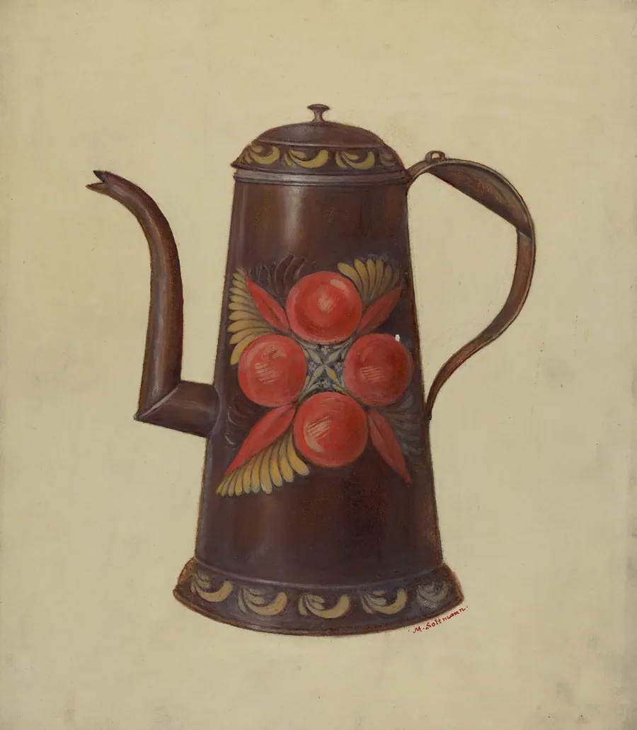 Toleware Tin Coffee Pot by Max Soltmann