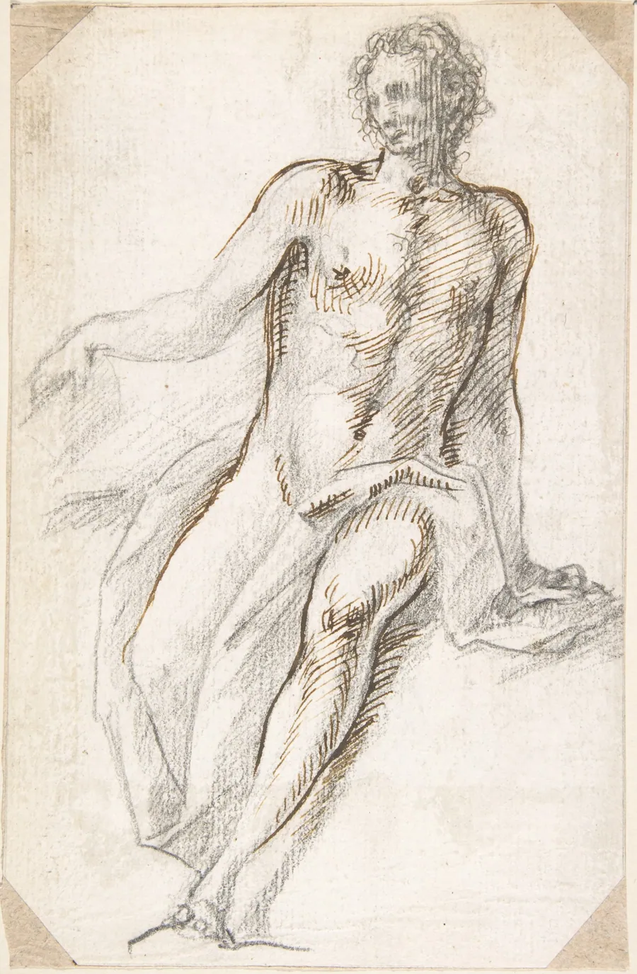 Seated Male Nude with Open Book by Pedro  Duque Cornejo