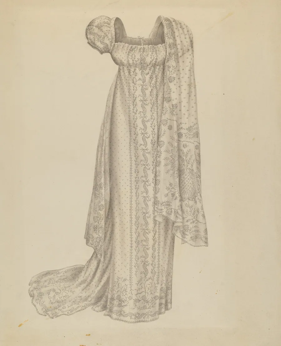 Wedding Dress with Scarf by Melita Hofmann