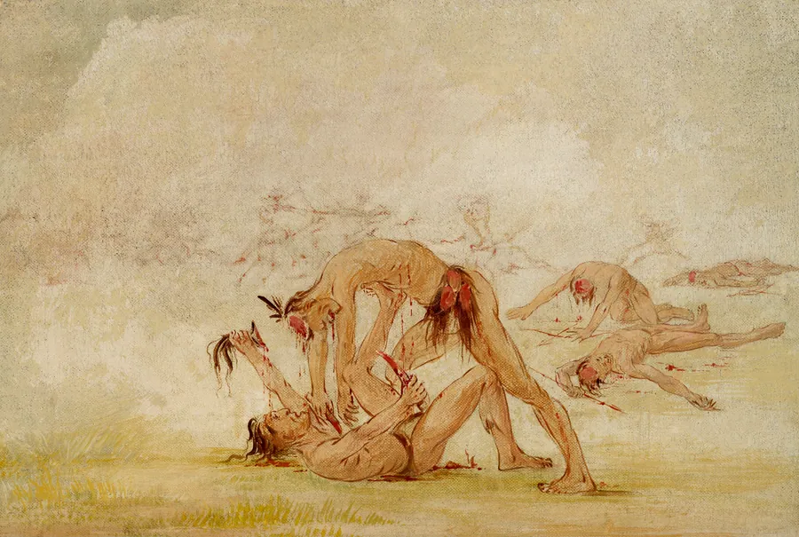 Mandan Scalping an Enemy by George Catlin, born Wilkes-Barre, PA 1796-died Jersey City, NJ 1872
