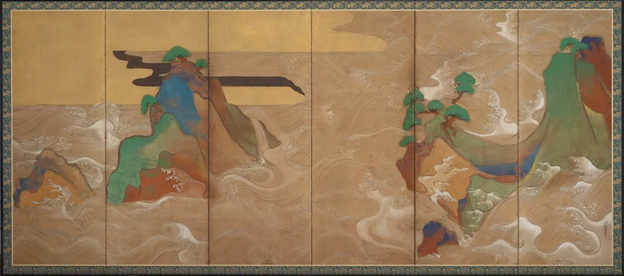 Waves at Matsushima 松島図屏風 by Tawaraya Sotatsu 俵屋宗達 (fl. ca. 1600-1643)