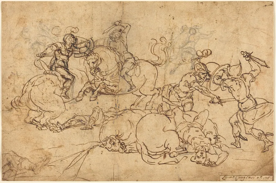 Soldiers Fighting by Giovanni Andrea Ansaldo