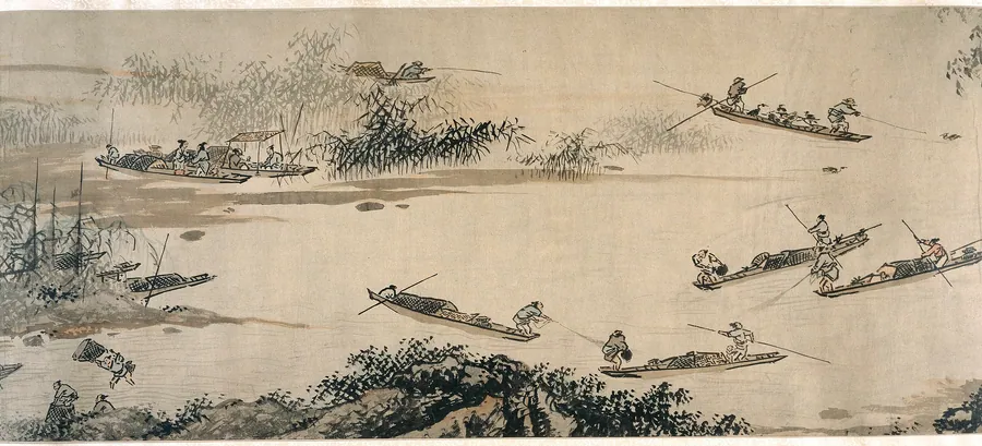 Fishermen on an Autumn River 明（傳）戴進秋江漁樂圖卷 by Dai Jin (1388-1462)