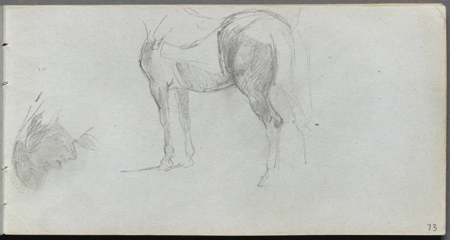 Sketchbook, page 73: Study of a Horse, profile by Ernest Meissonier