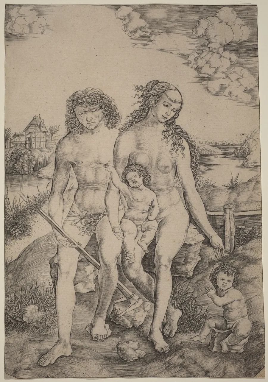 Adam and Eve with the Infants Cain and Abel by Cristofano Robetta