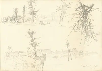 Soldiers in a Devastated Landscape [recto]