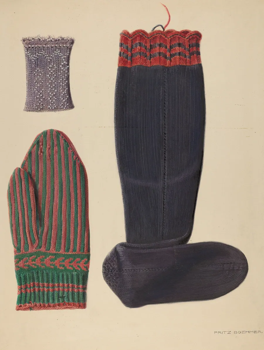 Zoar Beaded Wristlet, Mitten and Sock by Fritz Boehmer