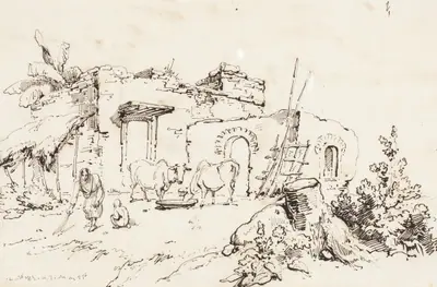 A Village Scene in India [verso]