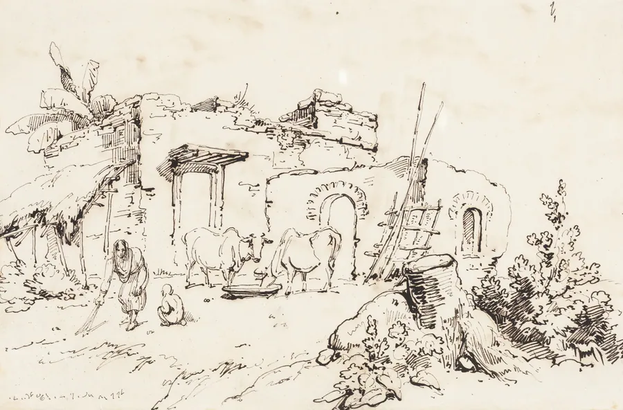 A Village Scene in India [verso] by George Chinnery