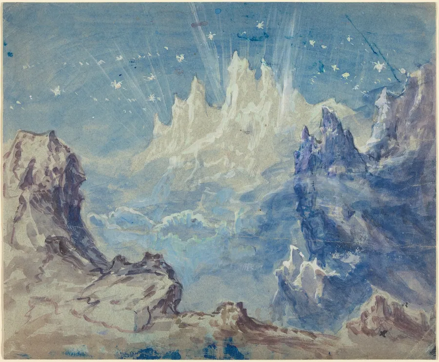 Fantastic Mountainous Landscape with a Starry Sky by Robert Caney