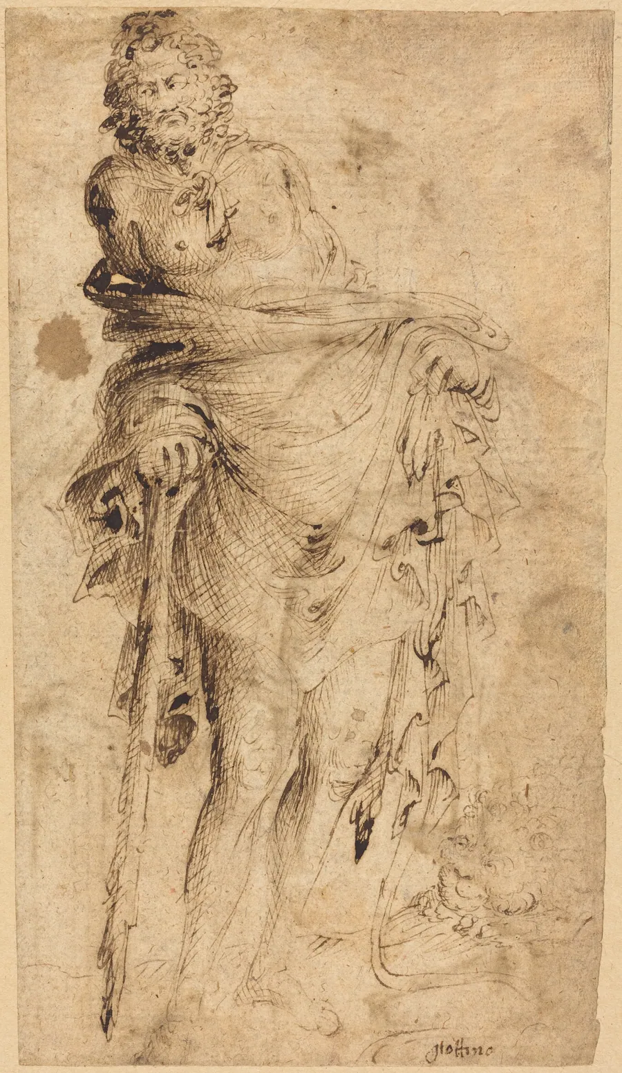Hercules Leaning on His Club [recto] by Parri Spinelli