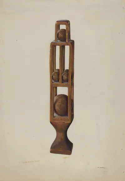 Wood Carving of 6 Balls