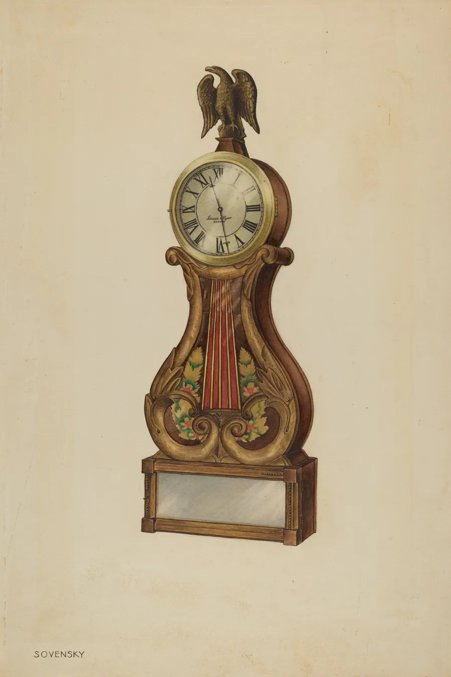 Lyre Clock by Isidore Sovensky