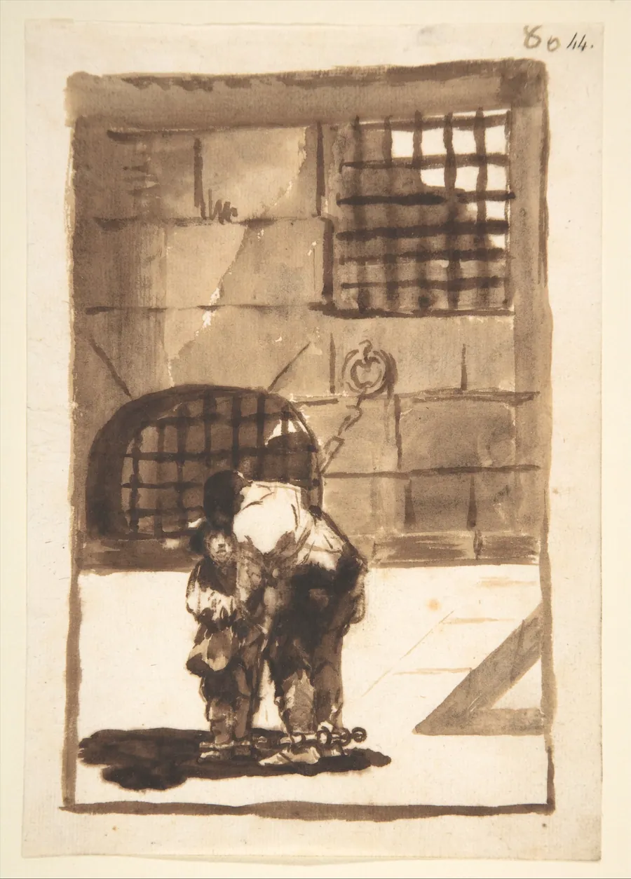 Prisoners in irons; page 80 from the 'Images of Spain' album (F) by Goya (Francisco de Goya y Lucientes)