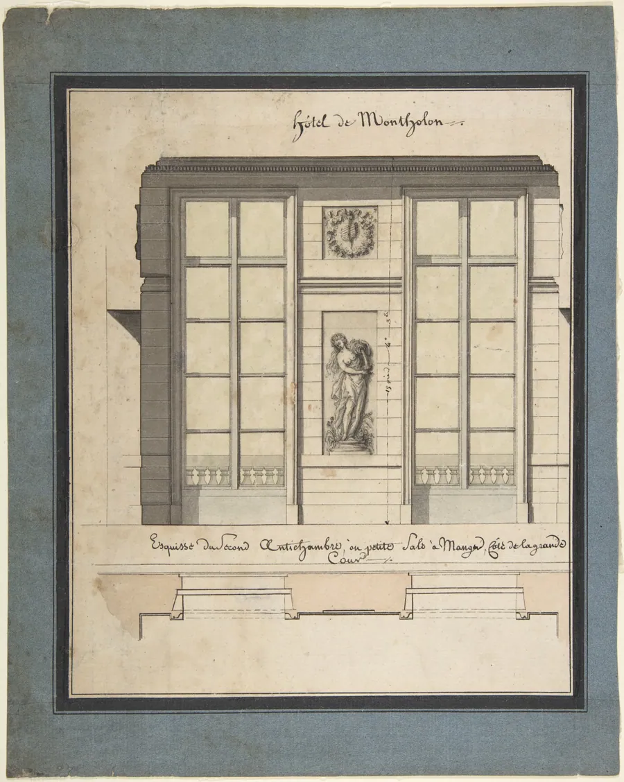 Section and Plan of the Small Dining Room of the Hôtel de Montholon by Jean Jacques Lequeu