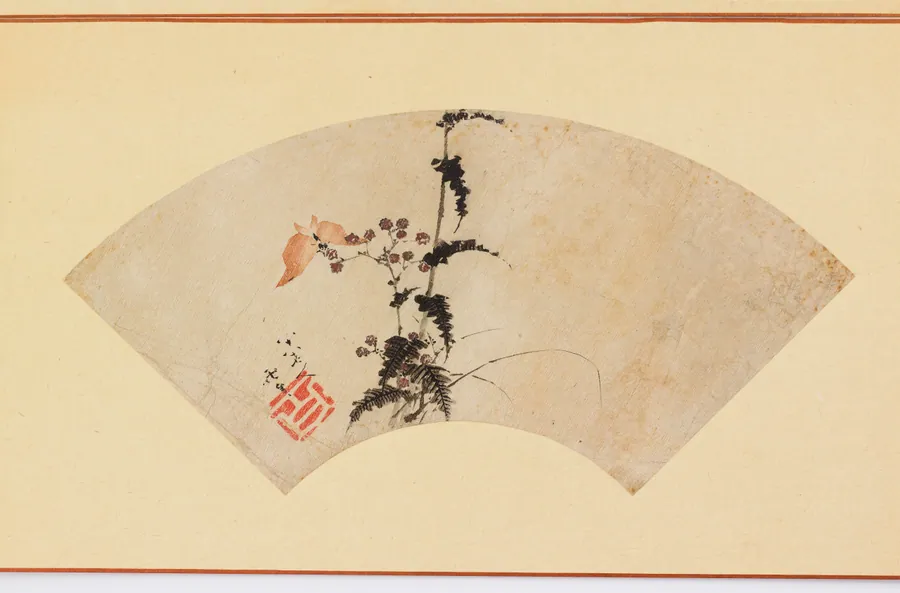 A butterfly and a flowering plant by Katsushika Hokusai 葛飾北斎 (1760-1849)