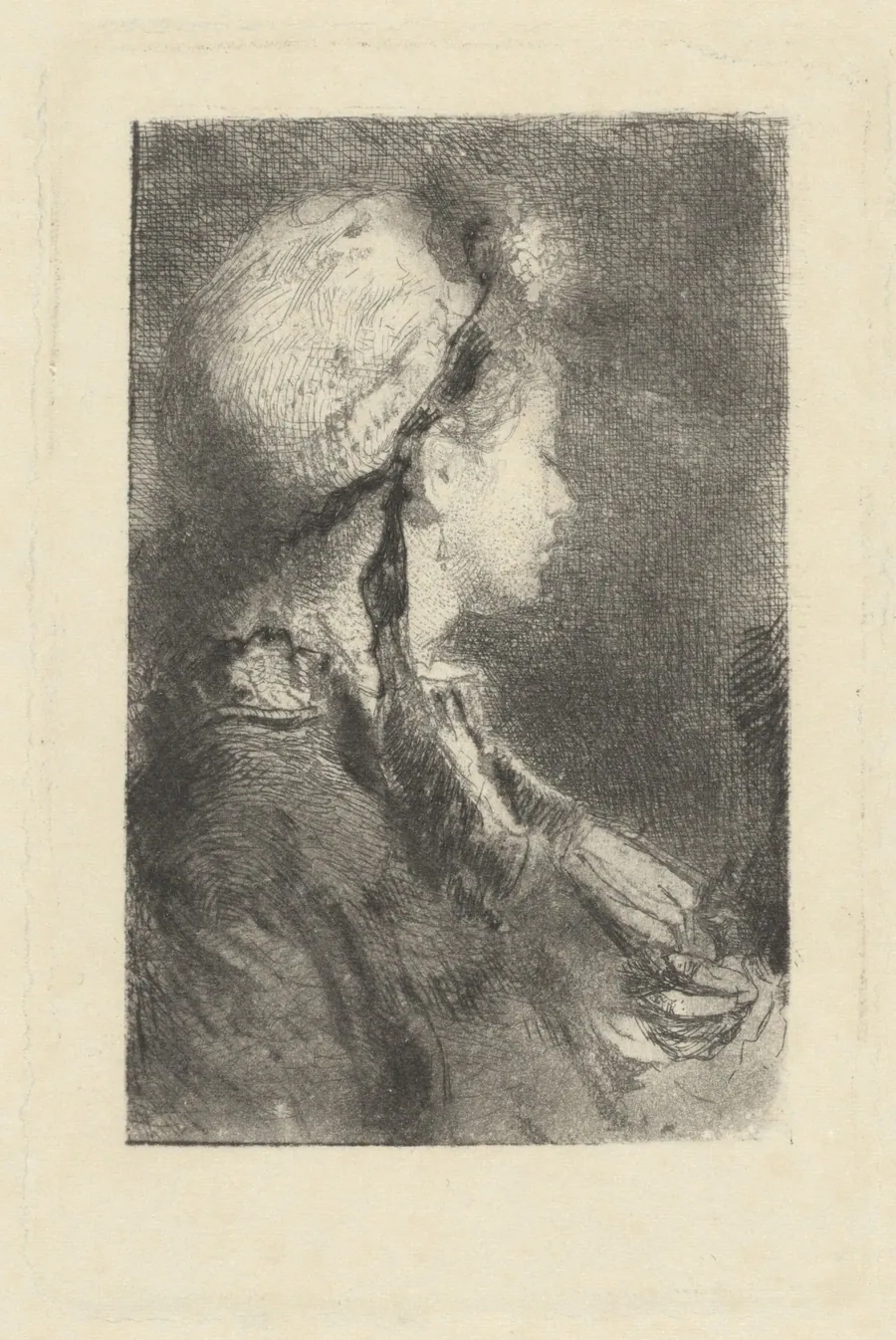 The Artist's Wife in Profile Facing Right by Mosè Bianchi