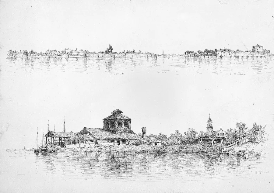 Two Sketches of Venice: Sartoza, Torcello and S. Andrea; Murano by Andrew Fisher Bunner