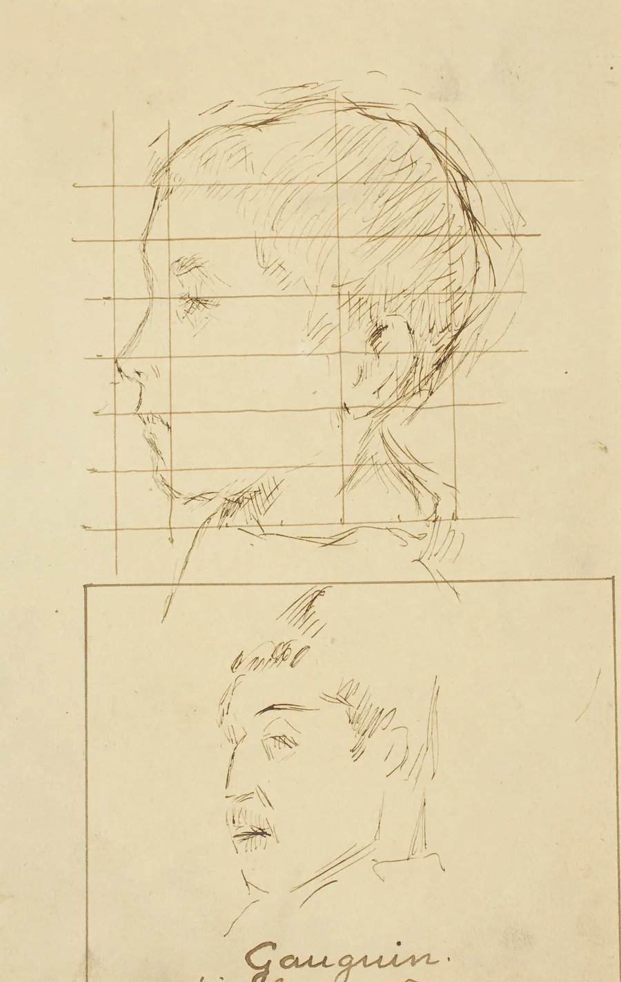 Heads of a Boy and a Man (Self-Portrait?) [verso] by Paul Gauguin