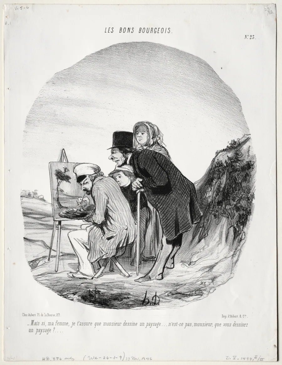 But yes, my dear, I assure you that this gentleman is drawing a landscape... by Honoré Daumier
