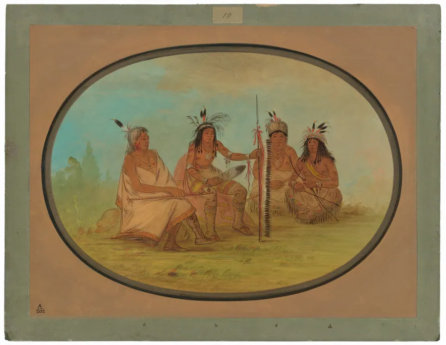 An Aged Ojibbeway Chief and Three Warriors by George Catlin
