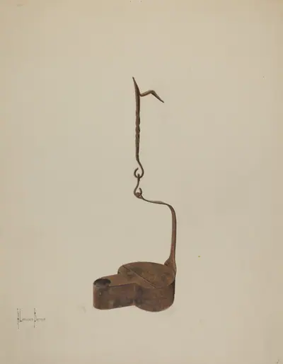 Wrought Iron Betty Lamp