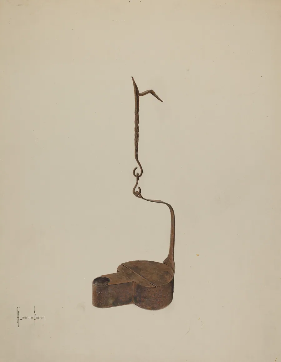 Wrought Iron Betty Lamp by H. Langden Brown