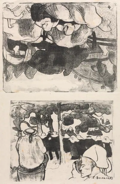 Les Bretonneries: Breton Women Making Haystacks (Bretonnes Faisant les Foins) and Wedding in Brittany (La Noce en Bretange)