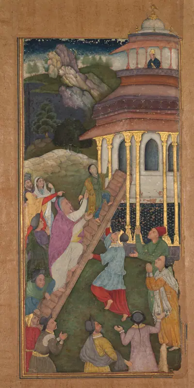 Mary ascends the stairs to the temple, from a Mirror of Holiness (Mir’at al-quds) of Father Jerome Xavier