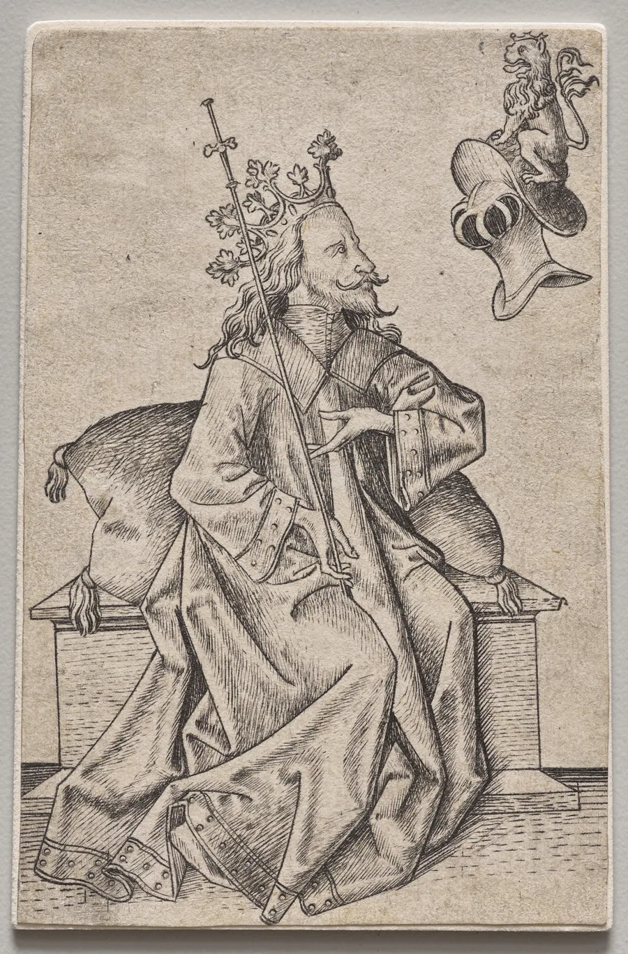 The Small Playing Cards:  Second Suit:  Helmets:  Playing Card with King and Helmet by Master ES