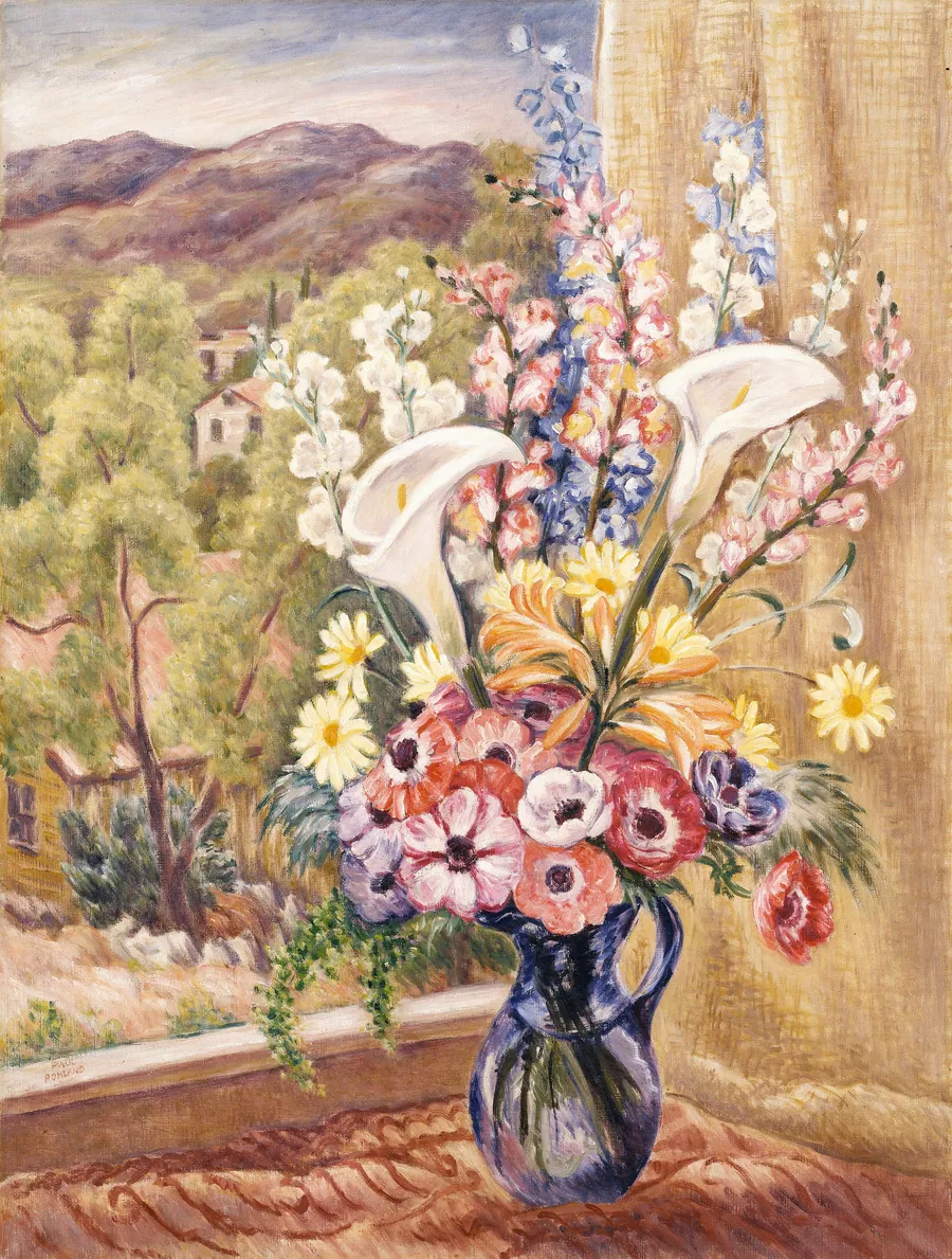 Bouquet in Window by Paul Rohland, born Richmond, VA 1884-died Los Angeles, CA 1949