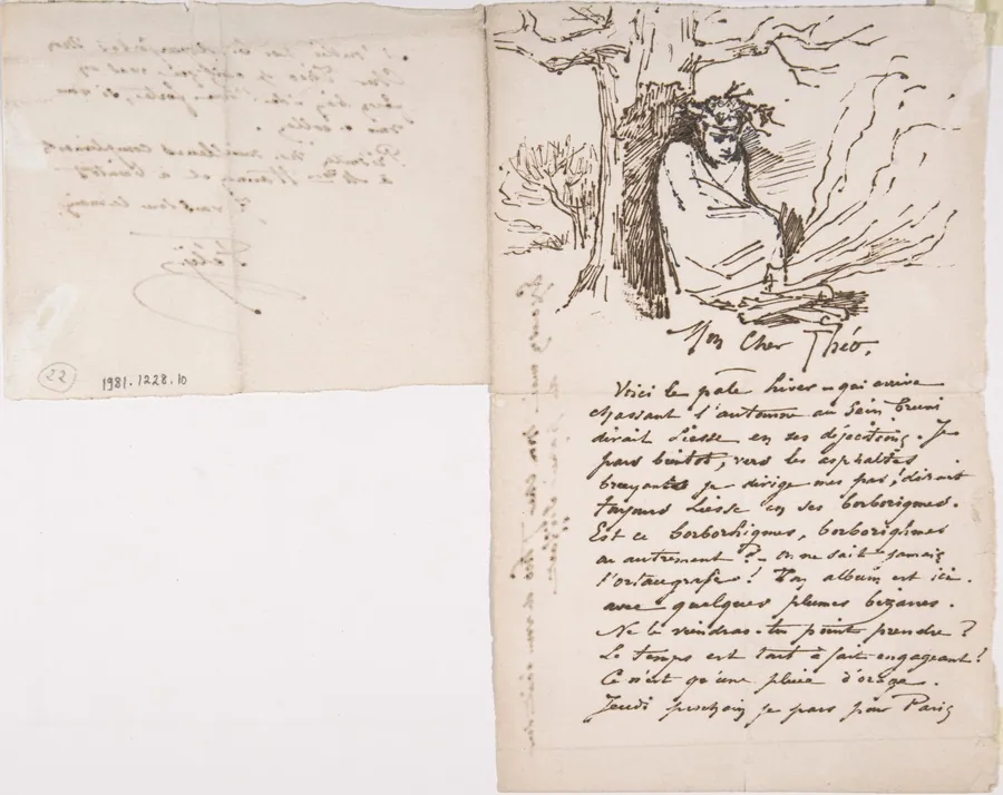 Letter to Theo Hanon, from Rops, signed Fély by Félicien Rops