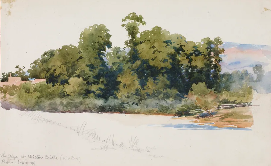 The Wye at Wilton Castle (Wales) by George Elbert Burr, born Monroe Falls, OH 1859-died Phoenix, AZ 1939