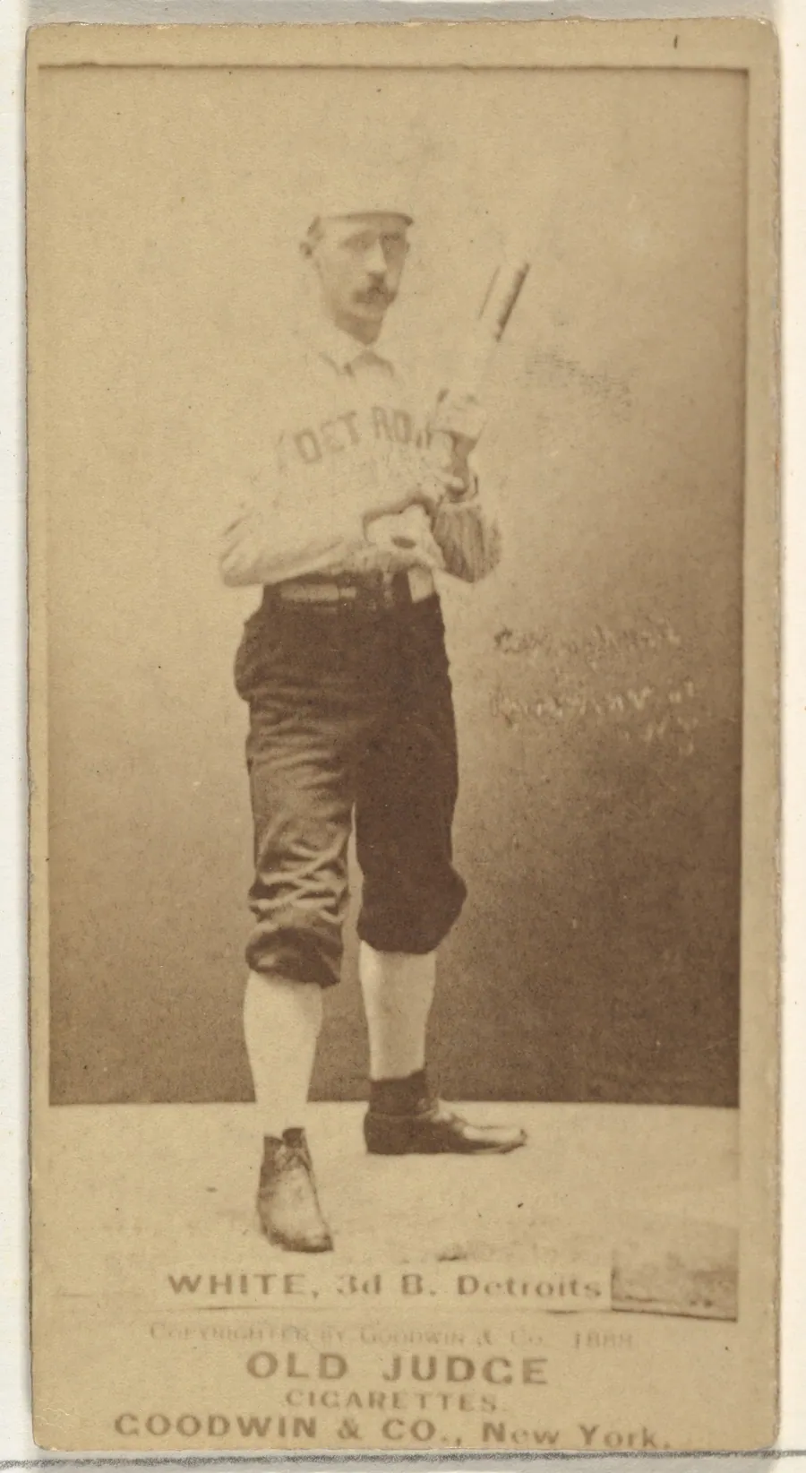 James Laurie "Deacon" White, 3rd Base, Detroit Wolverines, from the Old Judge series (N172) for Old Judge Cigarettes by Goodwin & Company