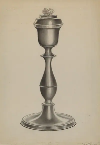 Pewter Lard Oil Lamp