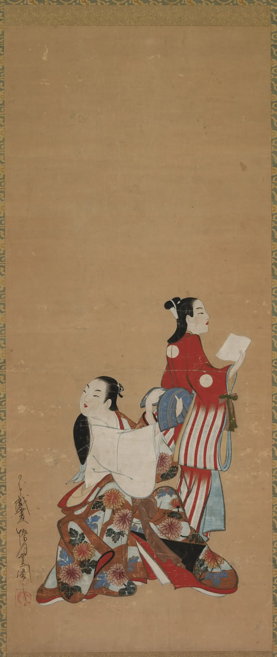 Courtesan and Attendant by Kaigetsudō Ando