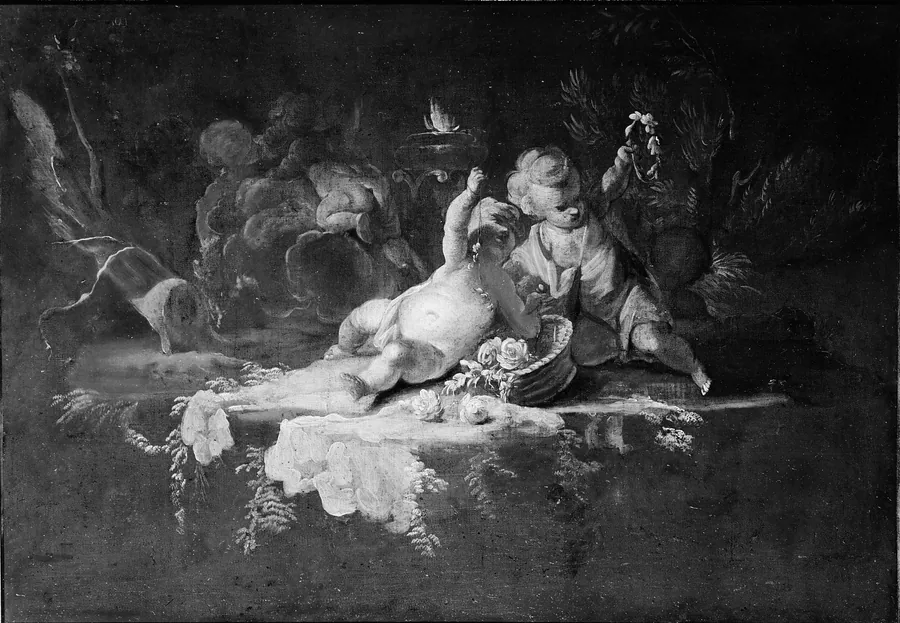 Putti with a basket of flowers by François Boucher