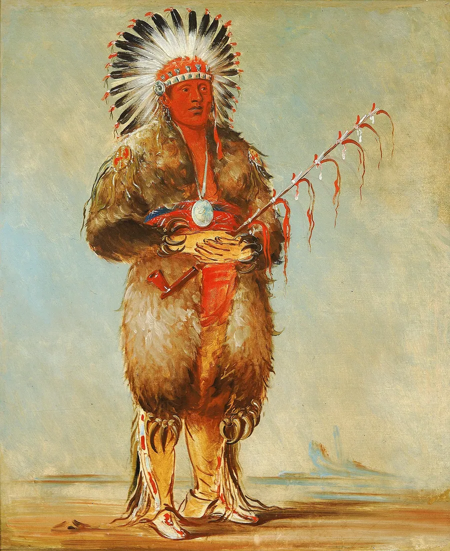 Ráw-no-way-wóh-krah, Loose Pipestem, a Brave by George Catlin, born Wilkes-Barre, PA 1796-died Jersey City, NJ 1872
