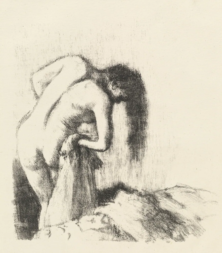 After the Bath (La sortie du bain (Petite planche)) by Edgar Degas
