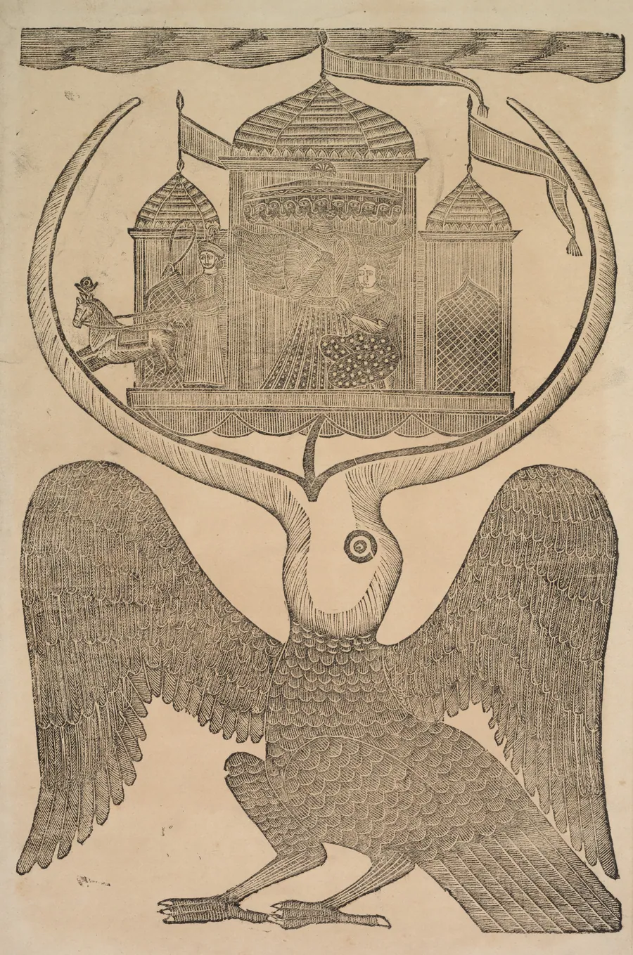 Jatayu hinders Ravana’s chariot trying to prevent Sita’s abduction (recto), from a Kalighat album by Shri Gobinda Chandra Roy