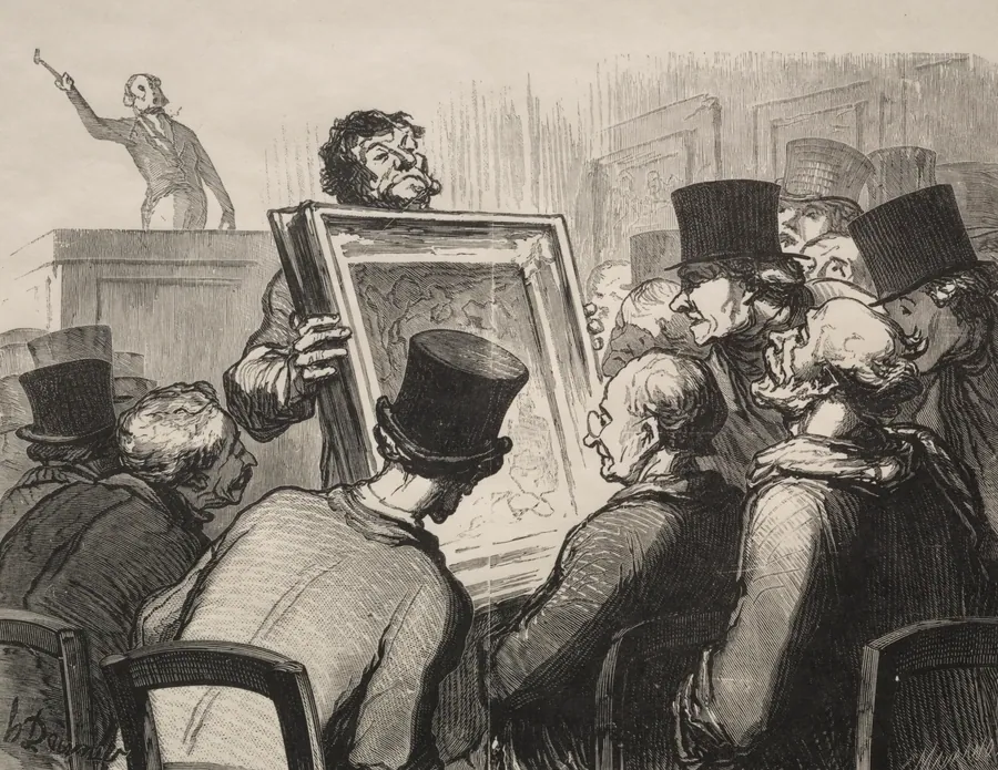 Painting Enthusiasts at Auction House Bouillon by Honoré Daumier