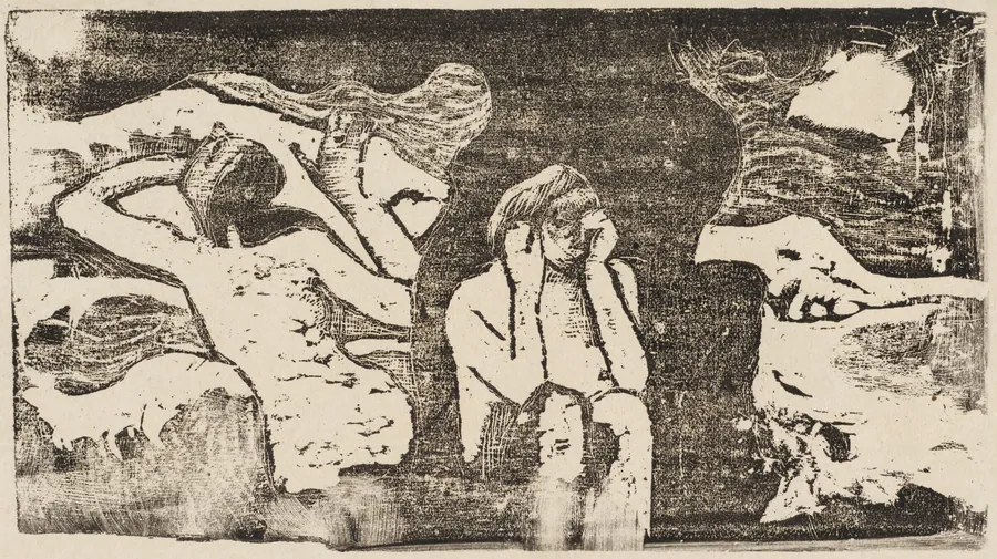 At the Black Rocks (Aux roches noires) by Paul Gauguin
