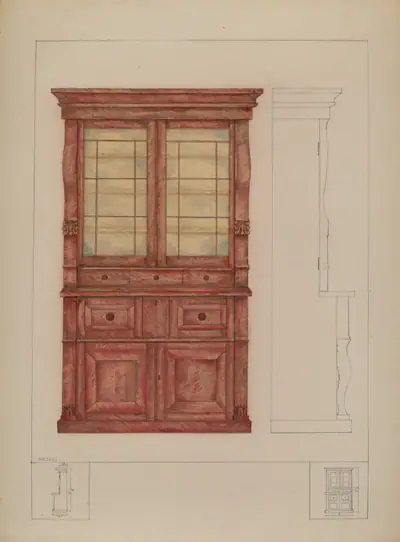 Bookcase and Writing Desk
