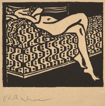 Nude Girl Lying on a Sofa