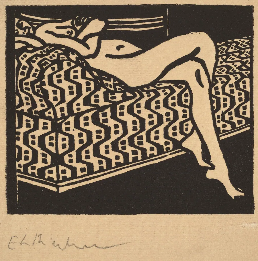 Nude Girl Lying on a Sofa by Ernst Ludwig Kirchner