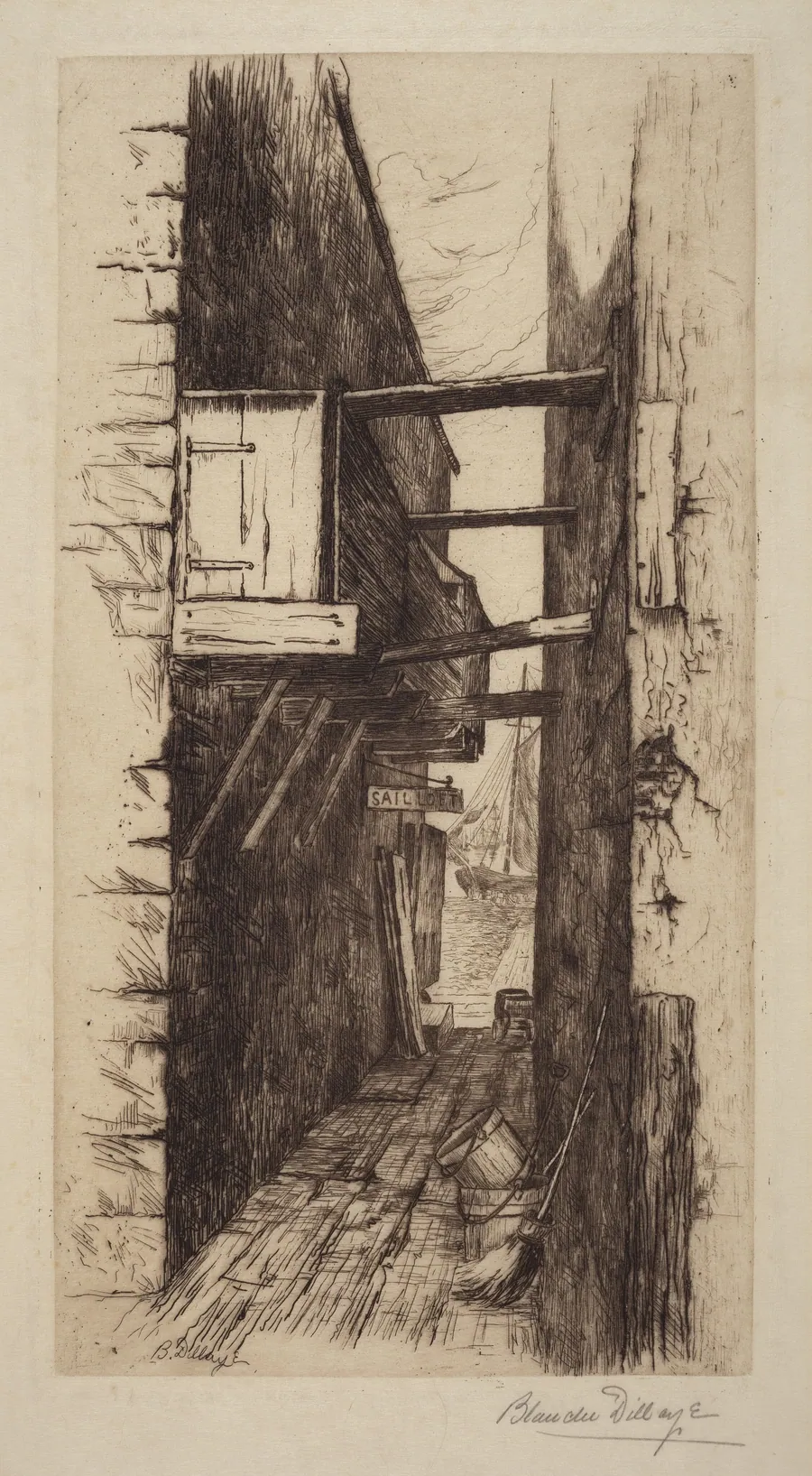 Untitled (Alleyway with View of a Harbor) by Blanche Dillaye