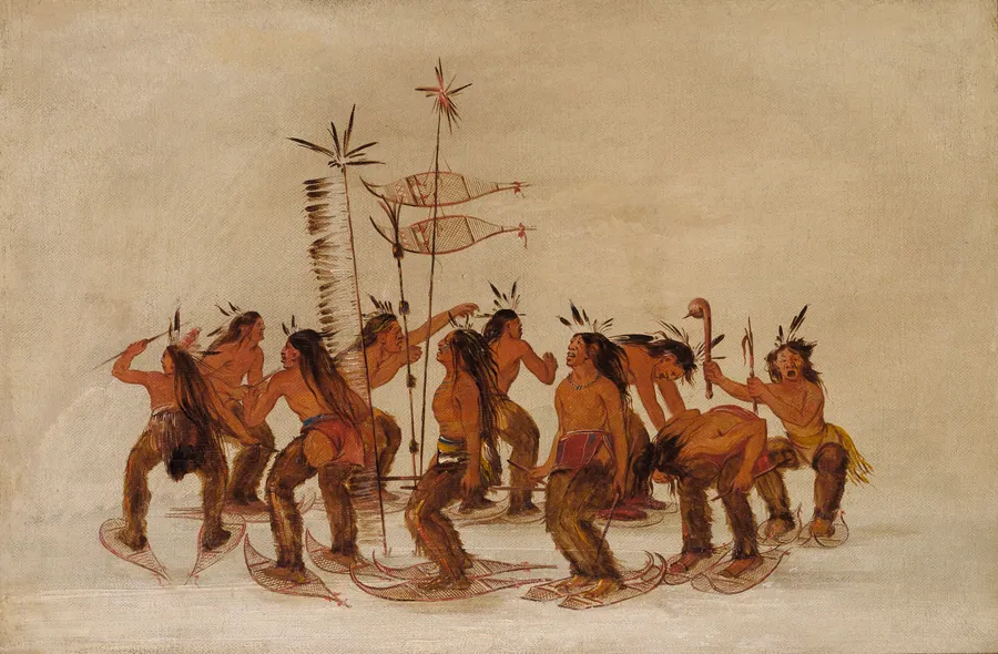 Snowshoe Dance at the First Snowfall by George Catlin, born Wilkes-Barre, PA 1796-died Jersey City, NJ 1872